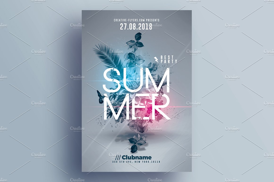 Summer Party | 4 Flyers Templates preview image.