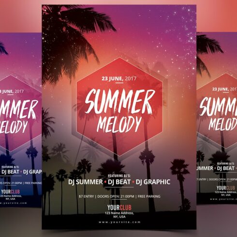 Summer Melody - PSD Flyer cover image.