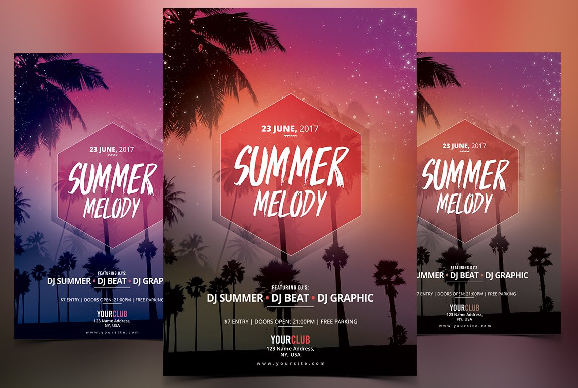 Summer Melody - PSD Flyer cover image.