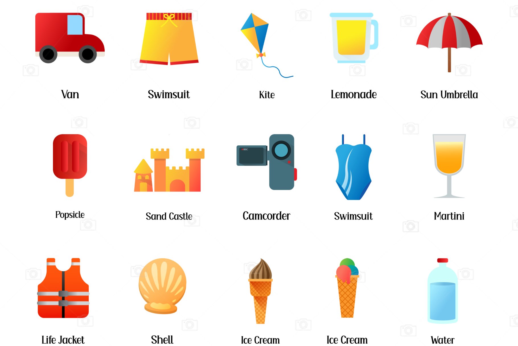 Icon Pack: 50 Summer Icons preview image.