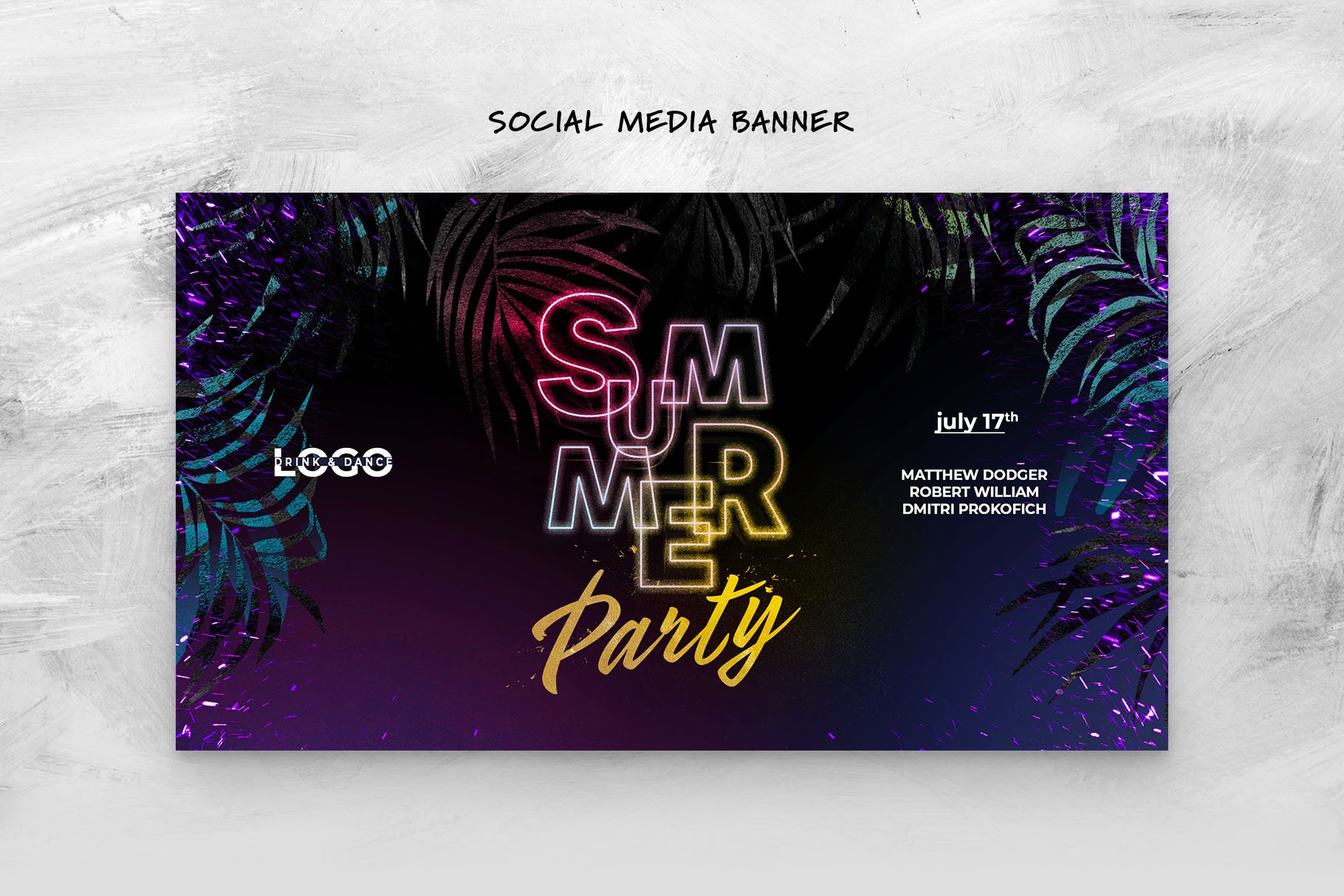 Summer Party Flyer Template preview image.