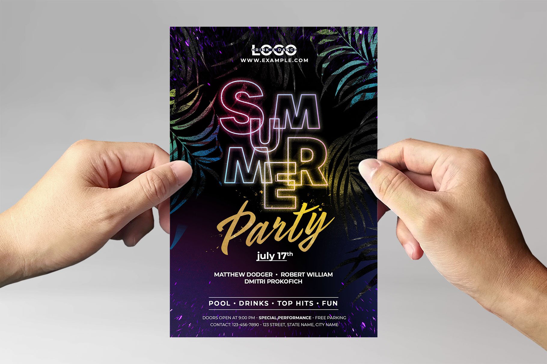 summer party flyer template 04 661