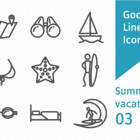 Summer vacation outline icons set 03 cover image.