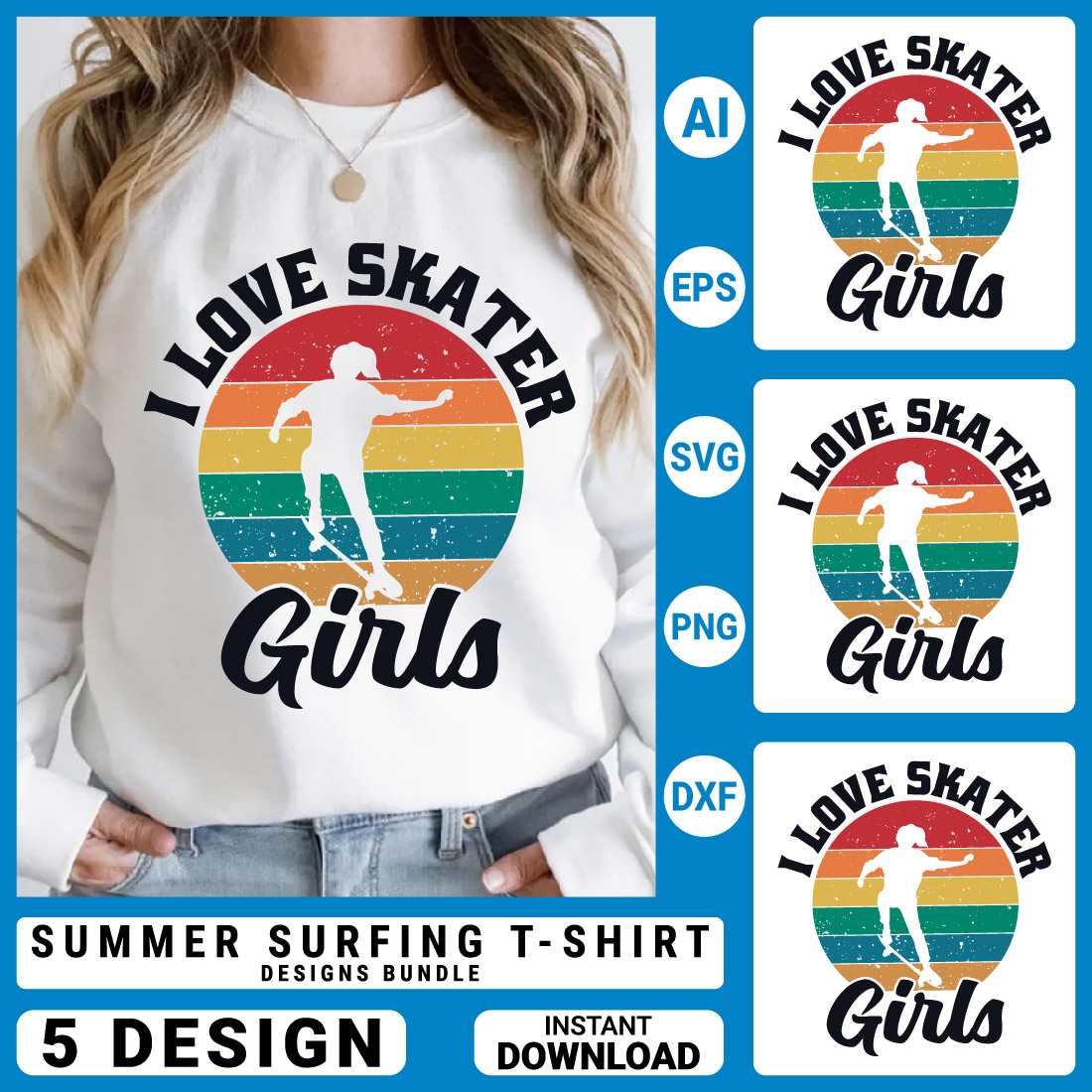5 Summer surfing T-shirt design Bundle Summer t-shirt design vector Graphic T-shirt Collection preview image.