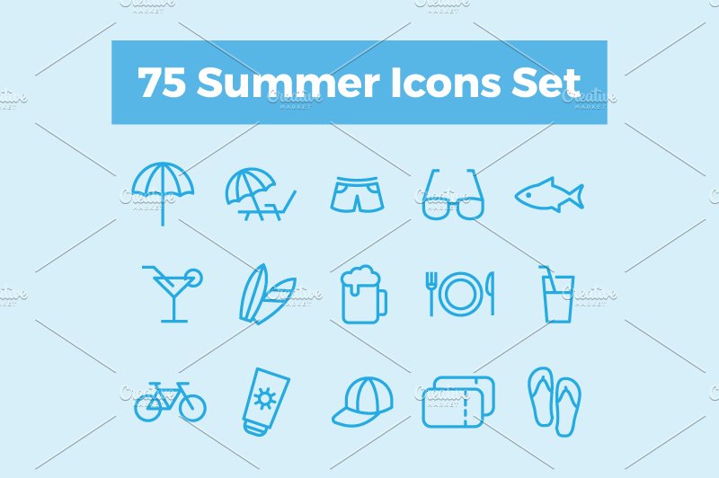 75 Summer Icons Set cover image.