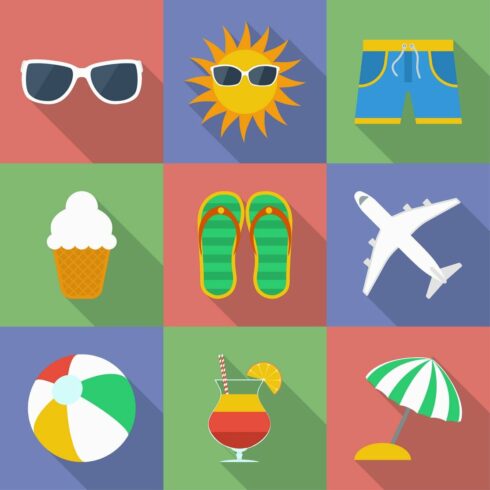 Set of icons of Summer travel theme. cover image.