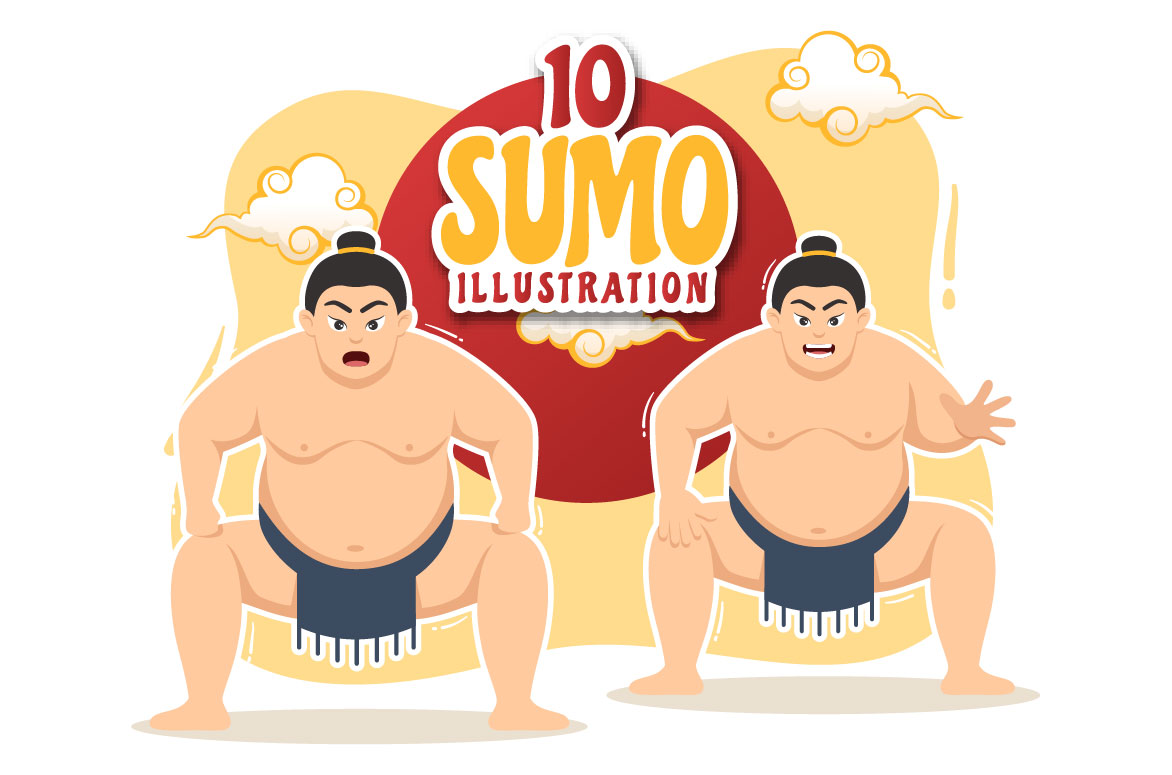 Two sumo wrestlers standing next to each other.