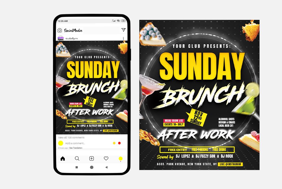 Sunday Brunch Banners PSD Template preview image.