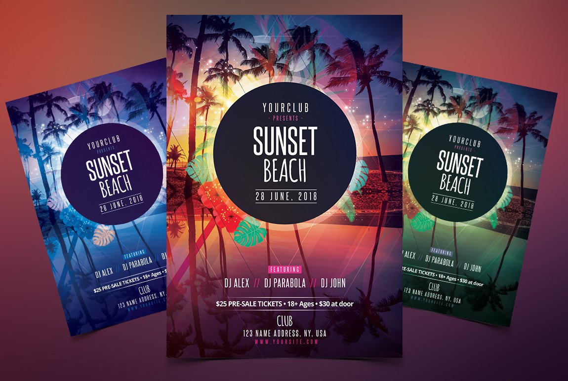 Sunset Beach - PSD Flyer Template cover image.