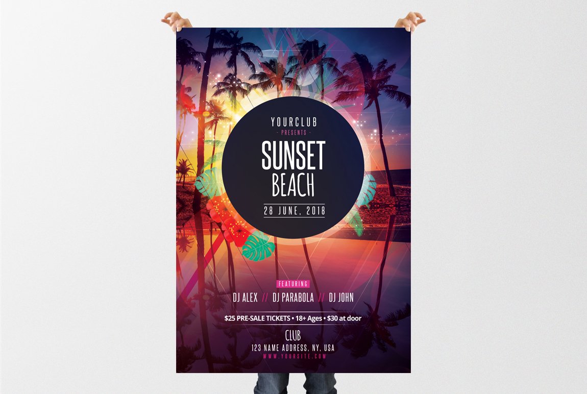 Sunset Beach - PSD Flyer Template preview image.