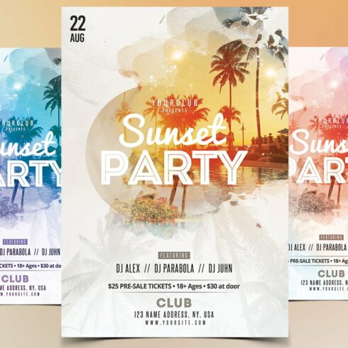 Sunset Party - PSD Flyer Template cover image.