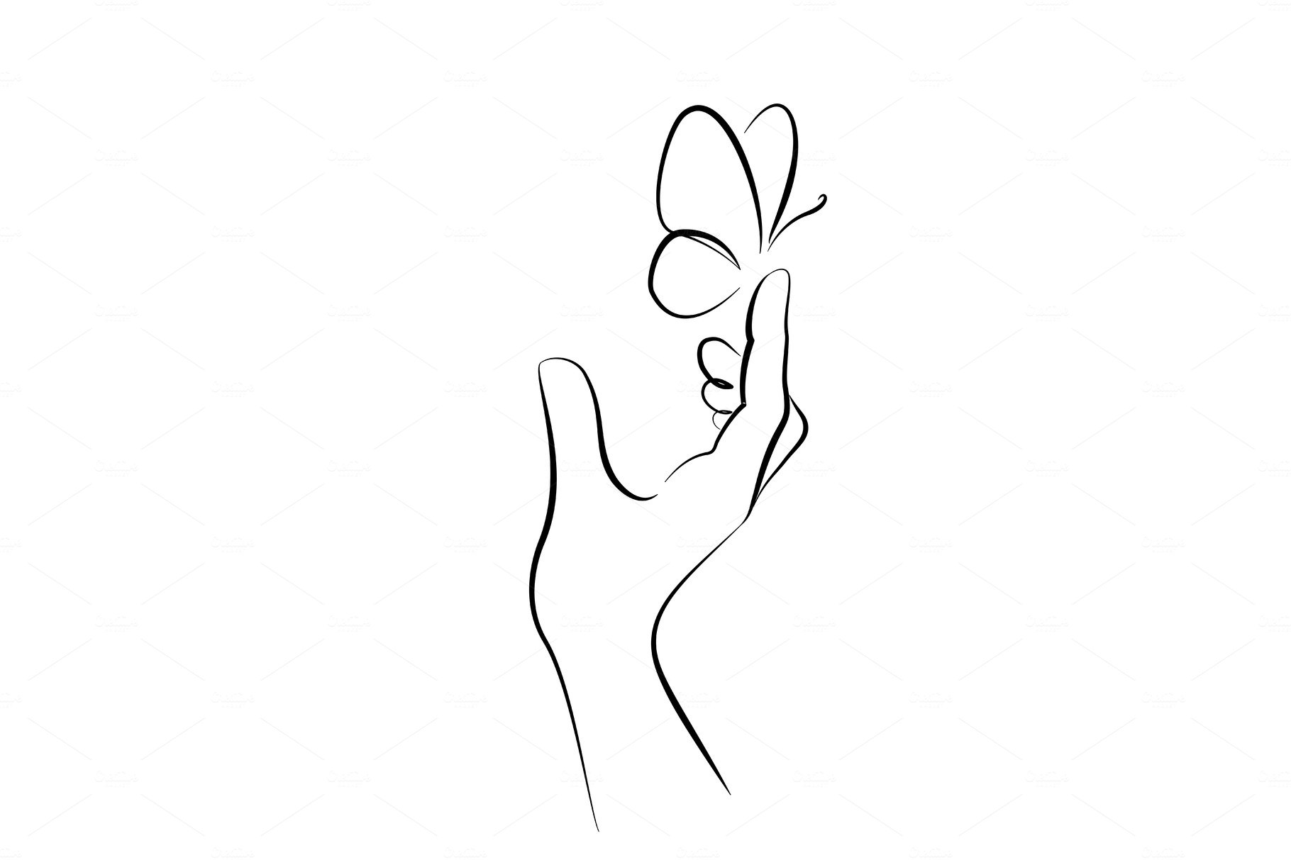 Hand with butterfly on finger. Line cover image.