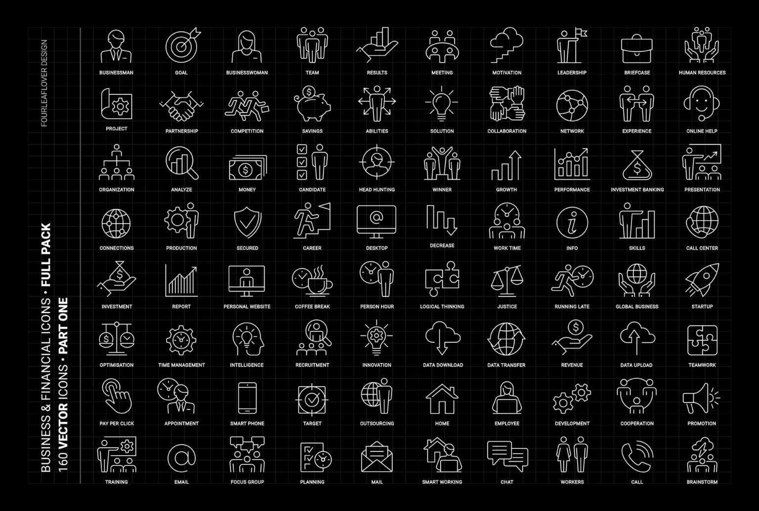 160 Business and Financial Icons Set – MasterBundles