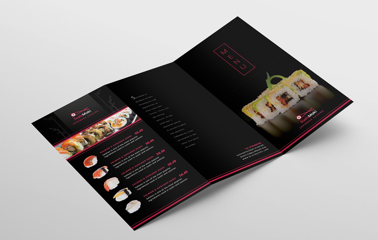 sushi restaurant tri fold menu template 2 664