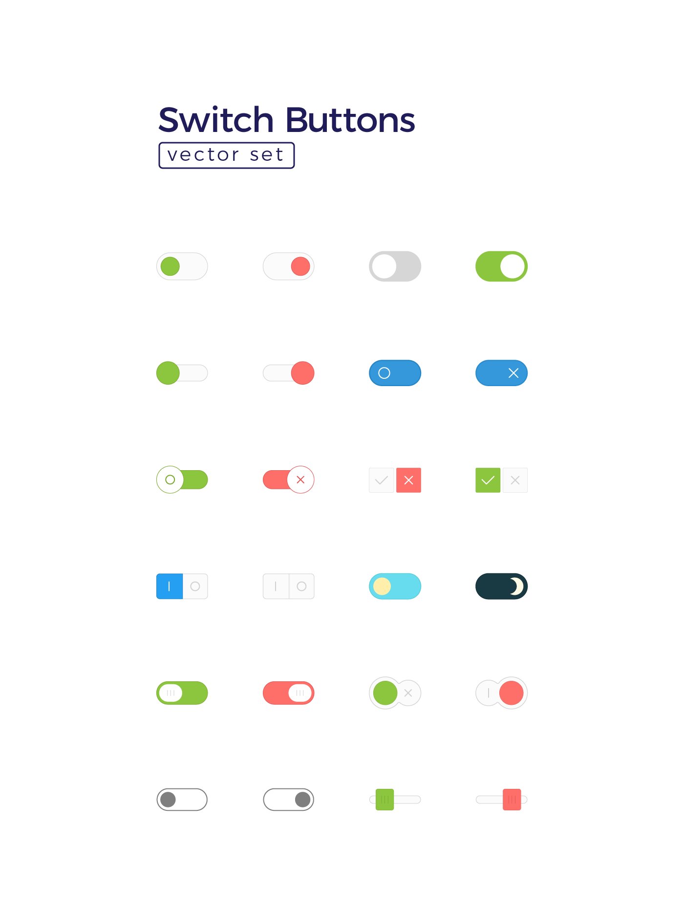 Switch Buttons Clipart Set preview image.