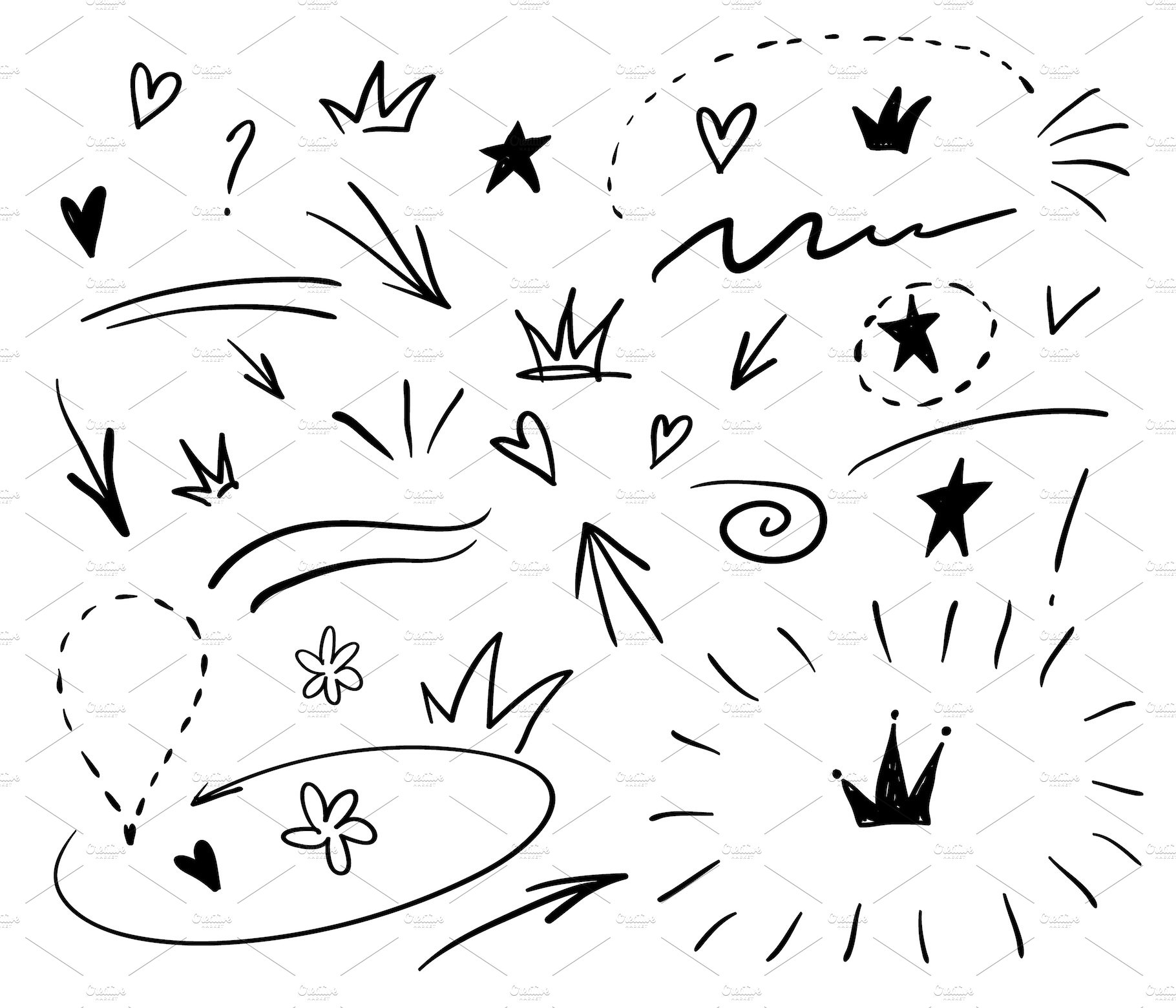 Hand Drawn Emphasis Elements. Vector preview image.