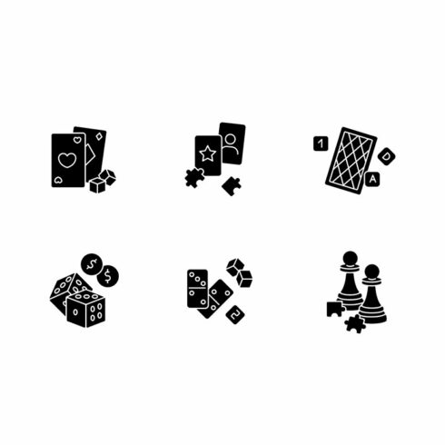 Games glyph icons set cover image.