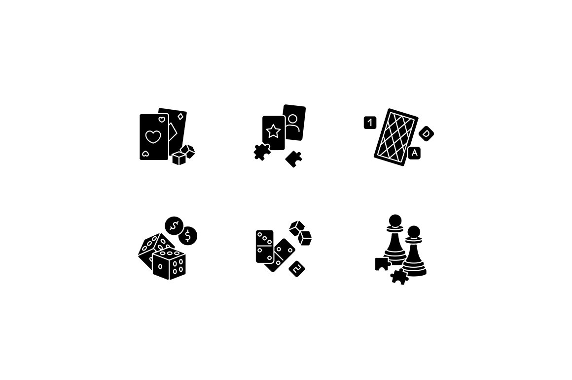 Games glyph icons set cover image.