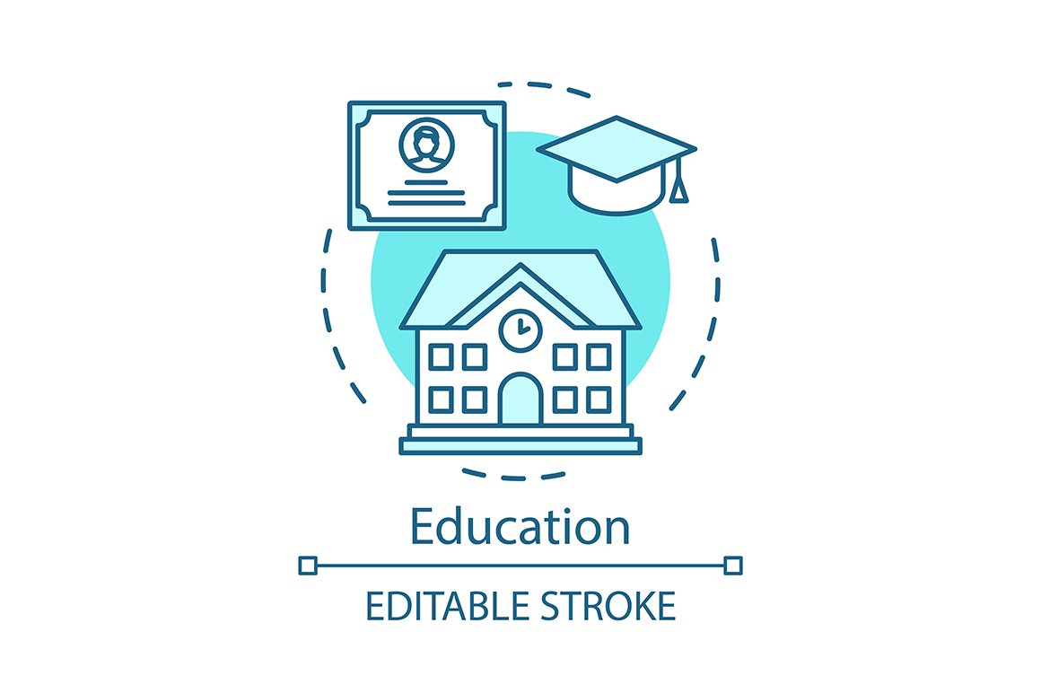Education turquoise concept icon cover image.