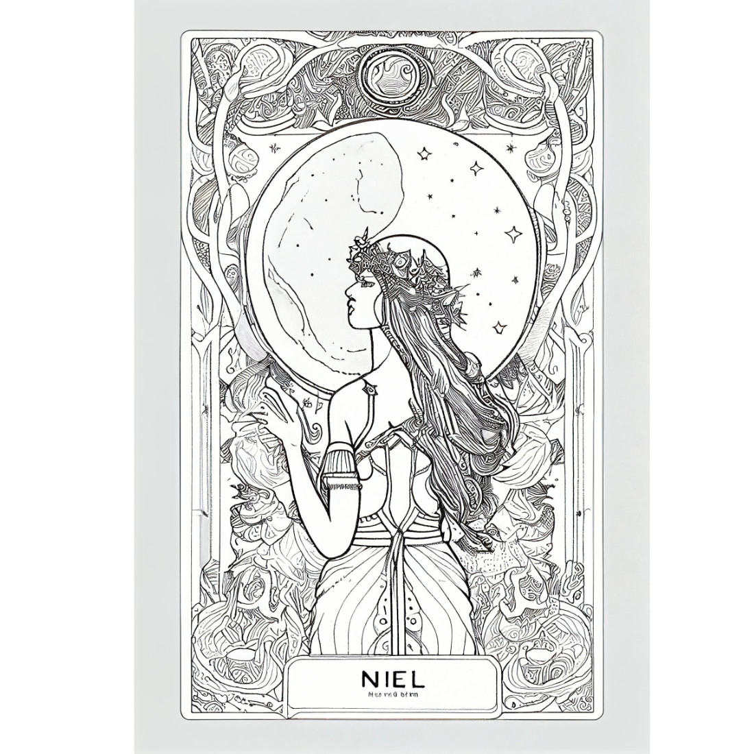 Line Art Tarot Card Designs Midjourney Prompt preview image.