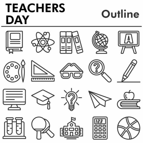 Set, teachers Day icons set cover image.