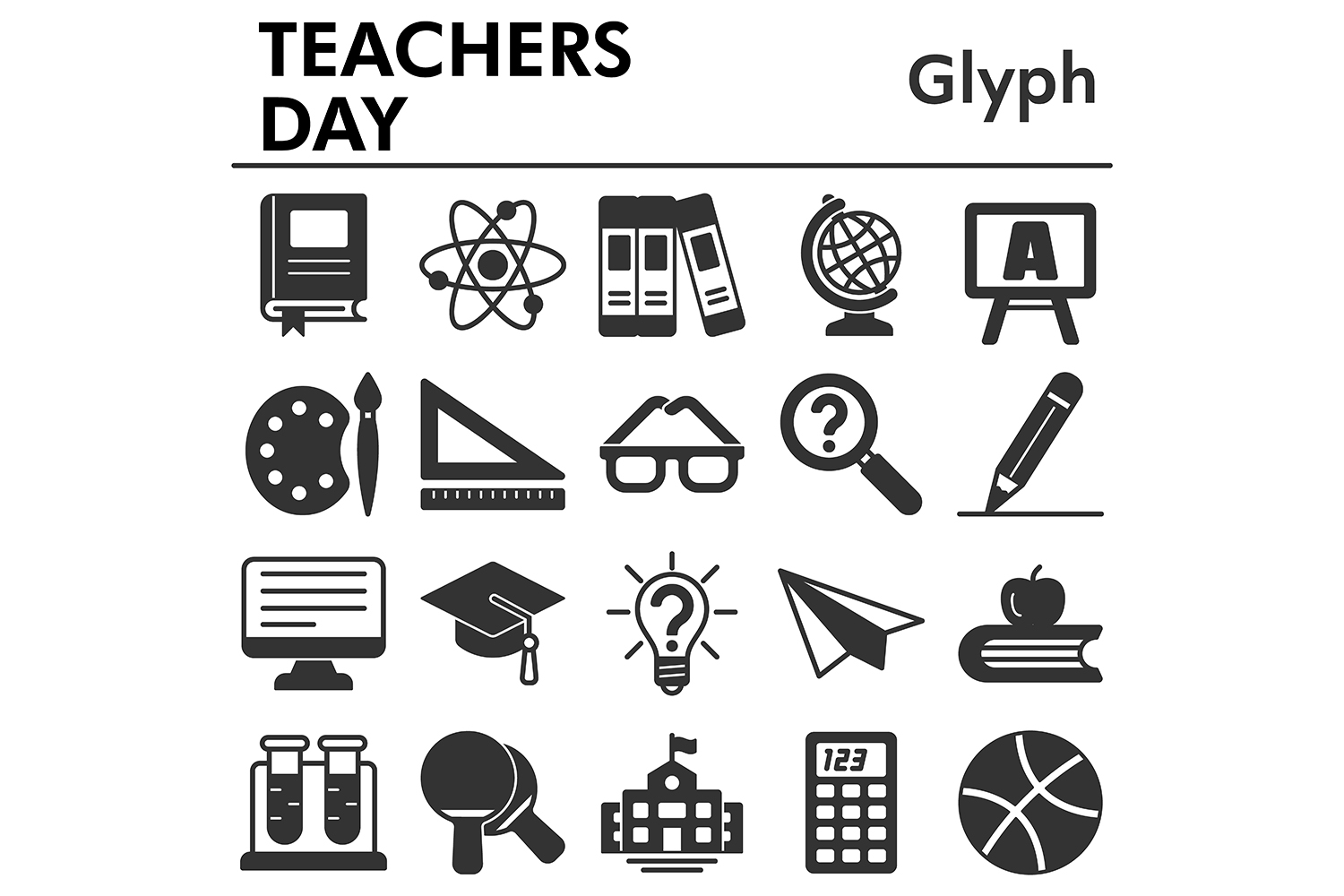 Set, teachers Day icons set_1 pinterest preview image.