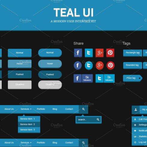 Teal UI Kit cover image.