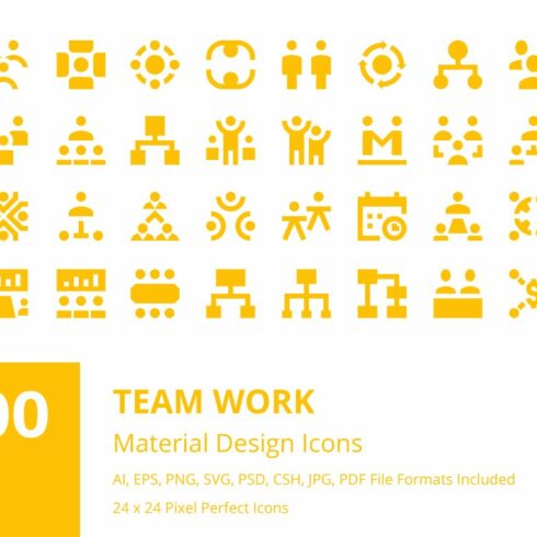 100 Team Work Material Design Icons cover image.