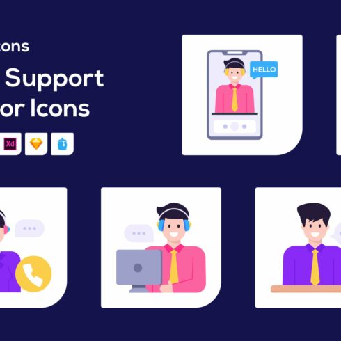 80 Flat Customer Support Vector Icon cover image.