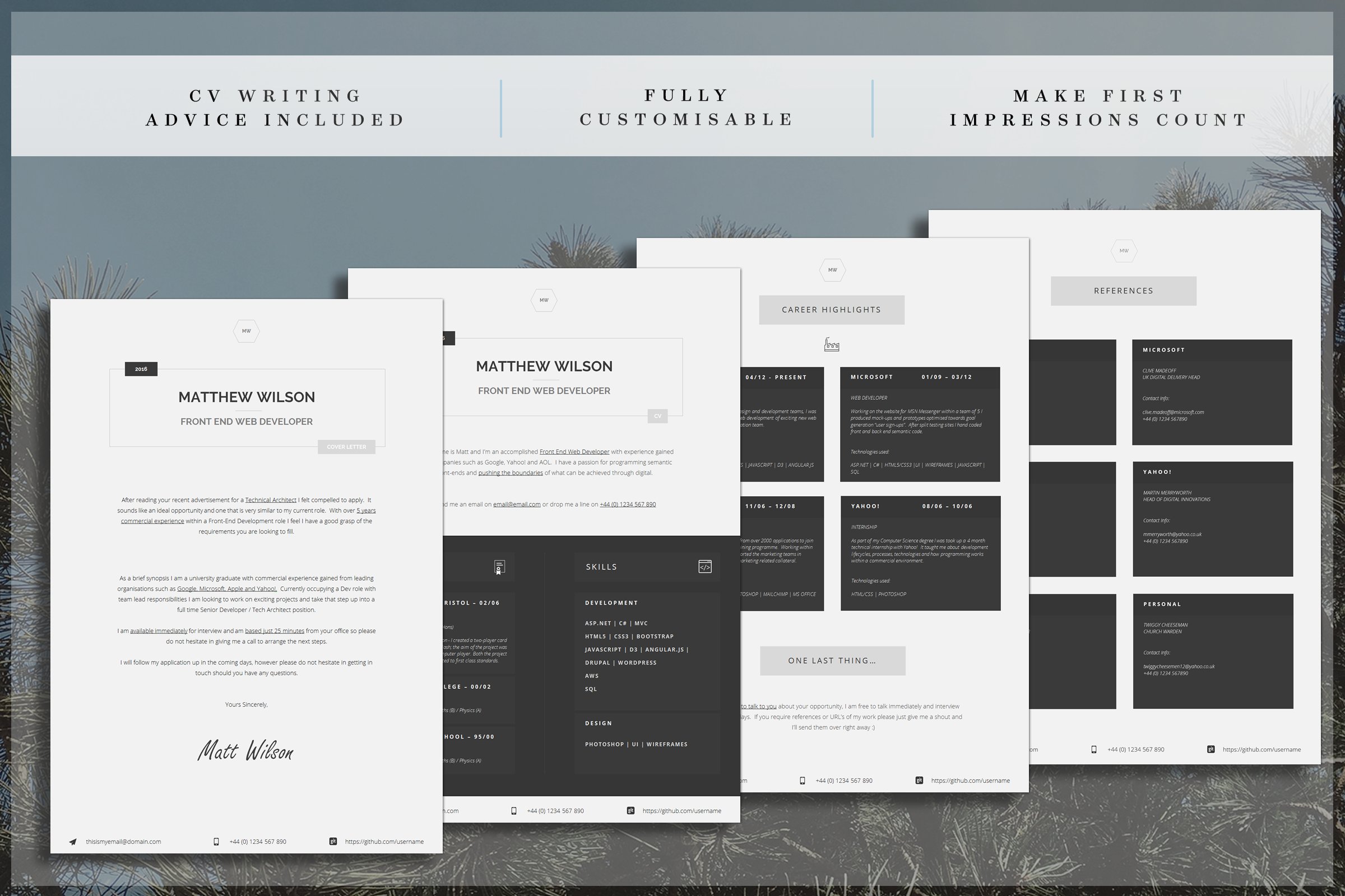 Black and white website design.