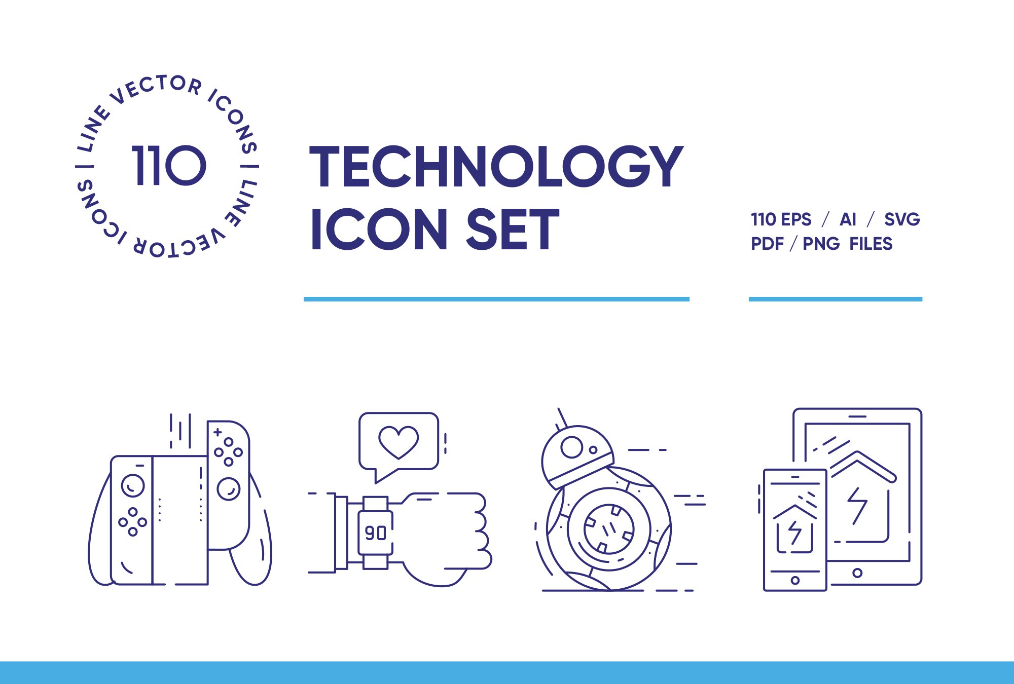 Technology Line Icon Set cover image.
