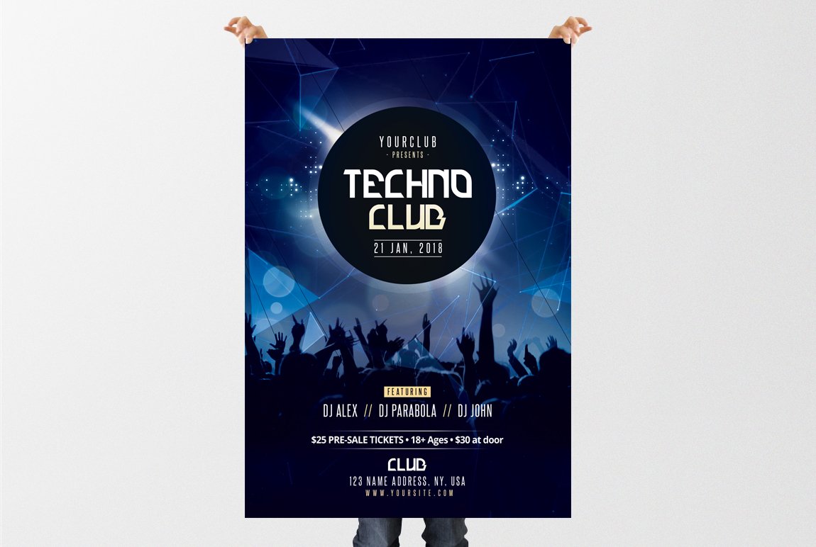 Techno Club - PSD Flyer preview image.