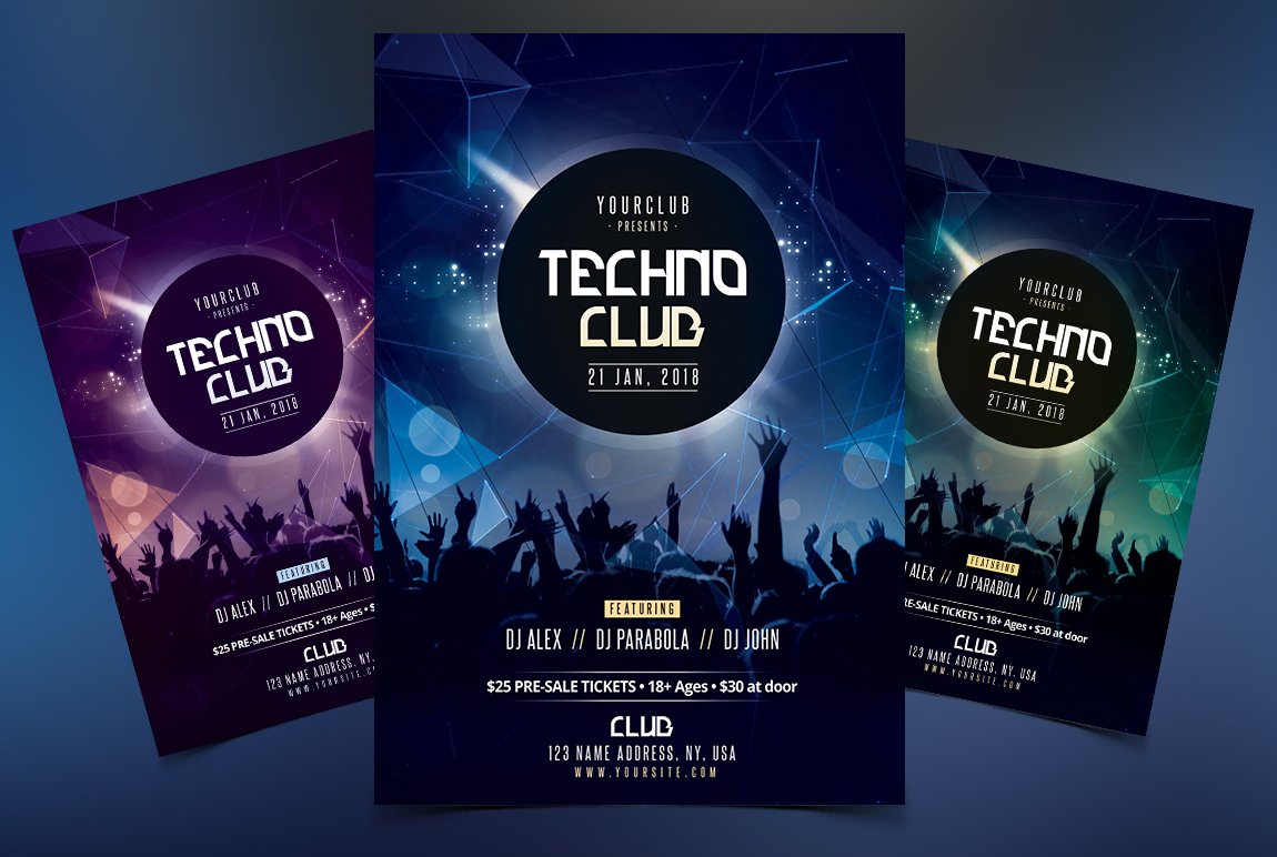 Techno Club - PSD Flyer cover image.