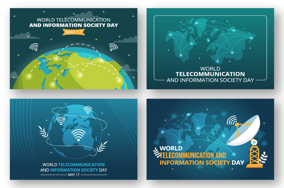 Set of four banners for the world information society.