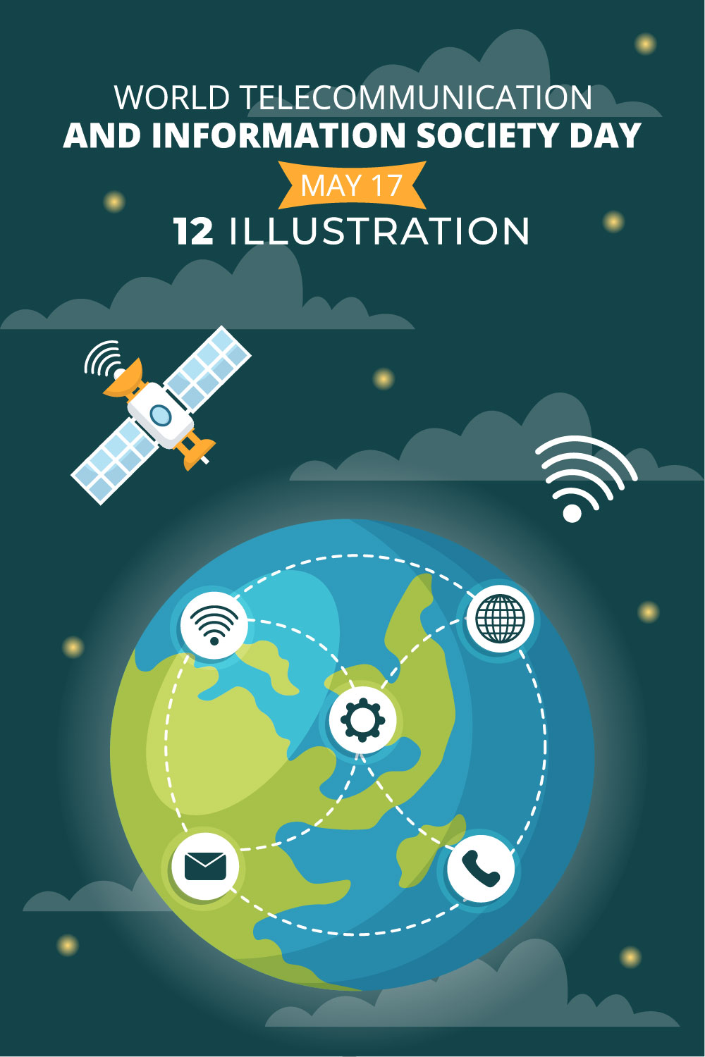 12 World Telecommunication and Information Society Day Illustration pinterest preview image.