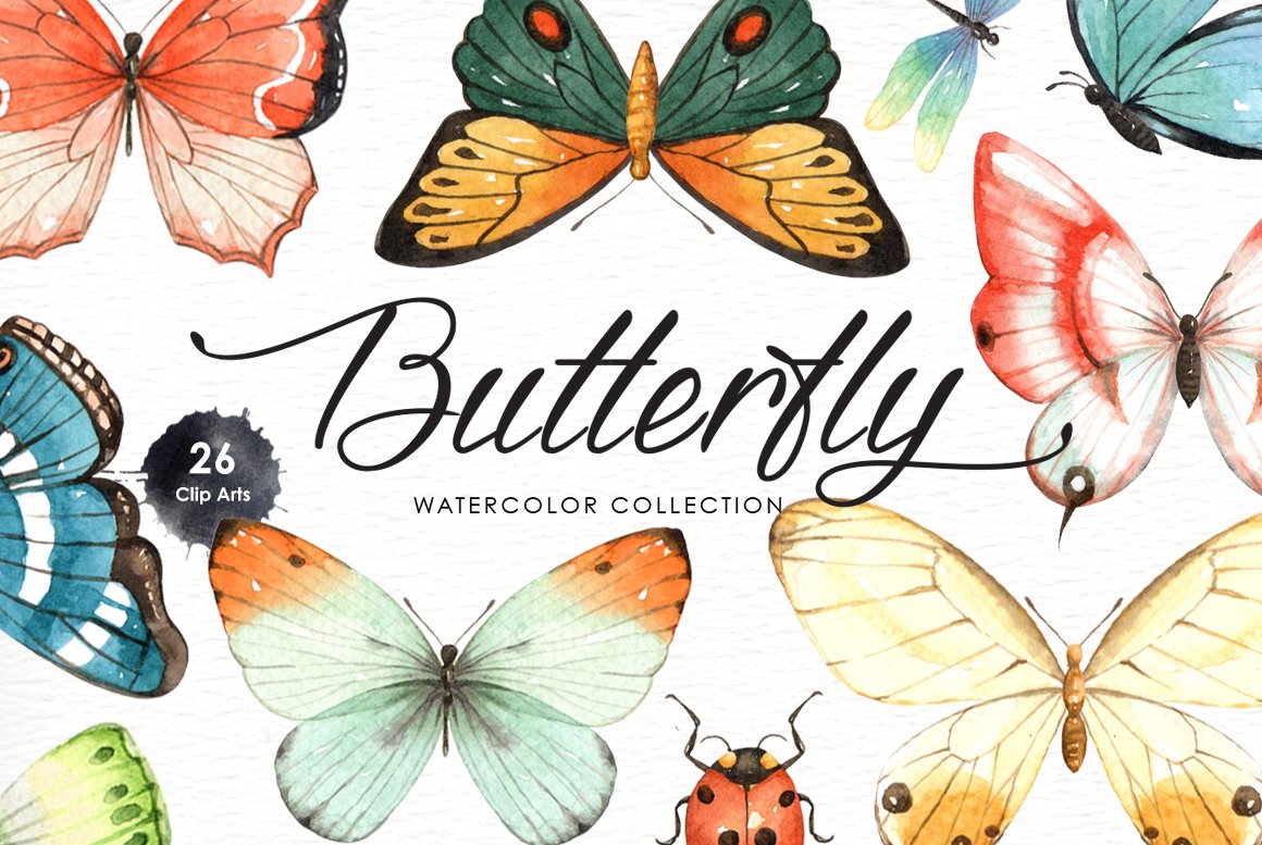 Butterfly Watercolor Collection preview image.