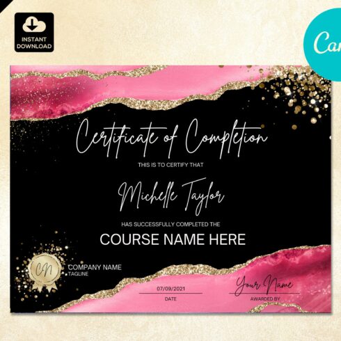 Certificate of Completion Template cover image.