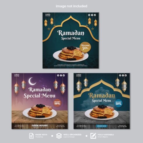 Social Media Post Template Collection For Ramadan Special Menu cover image.