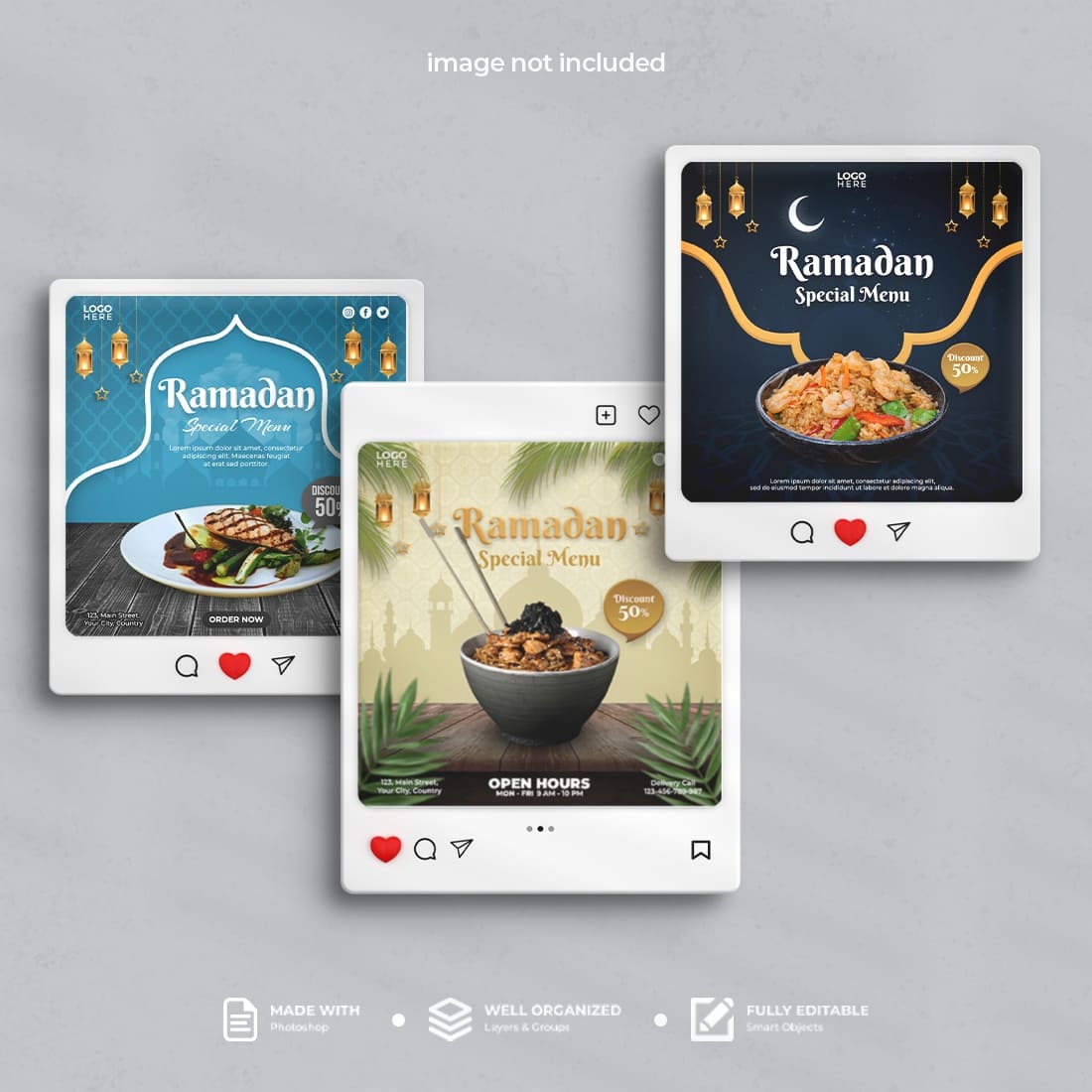 Social Media Post Template Collection For Ramadan Special Menu – Only $6 preview image.