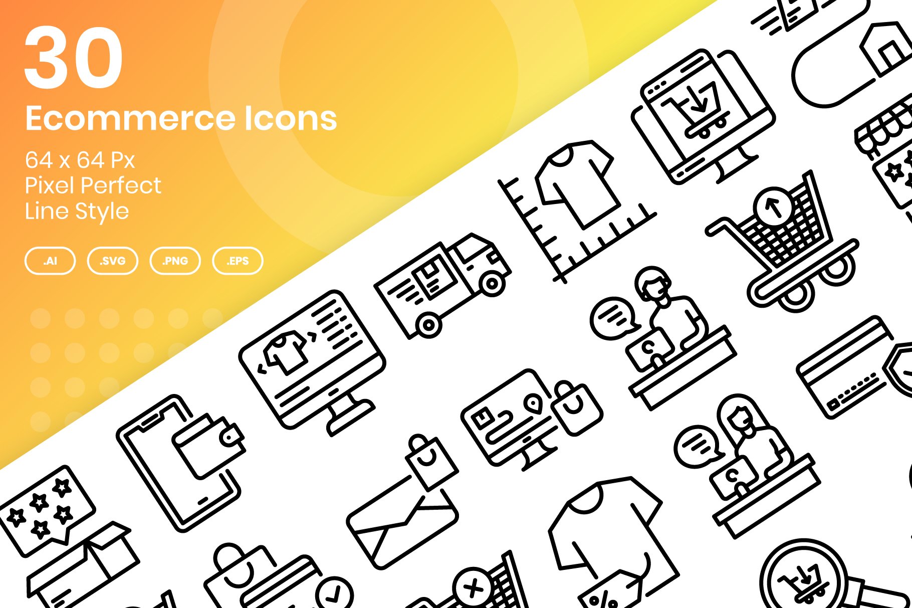 30 Ecommerce Icons Set - Line cover image.