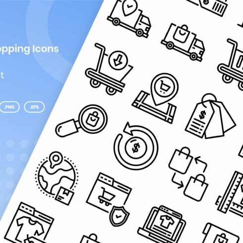30 Online Shopping Icons Set - Line cover image.