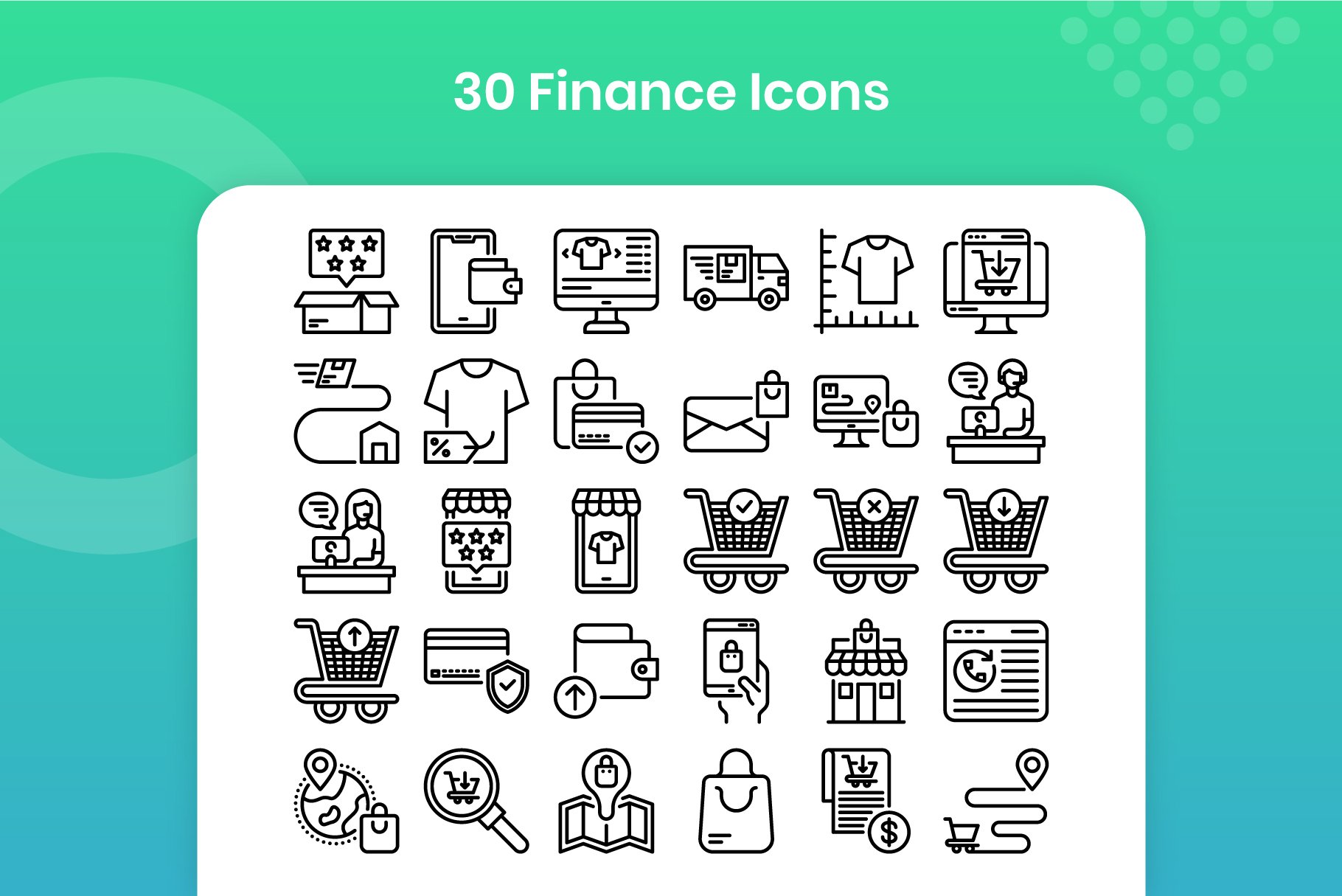 30 Finance Icons Set - Line preview image.