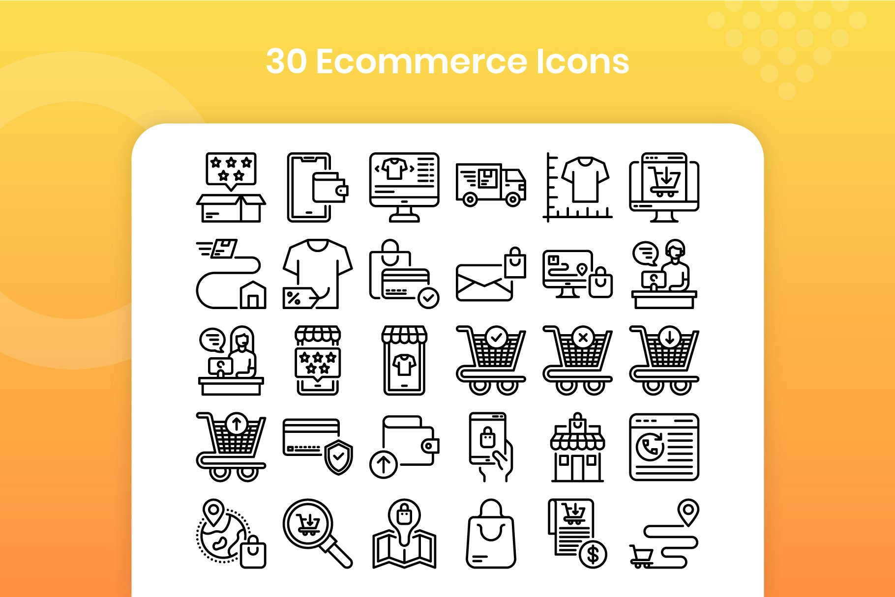 30 Ecommerce Icons Set - Line preview image.