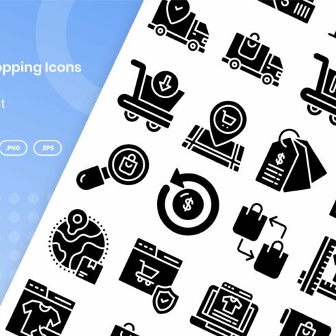 30 Online Shopping Icons Set - Glyph cover image.