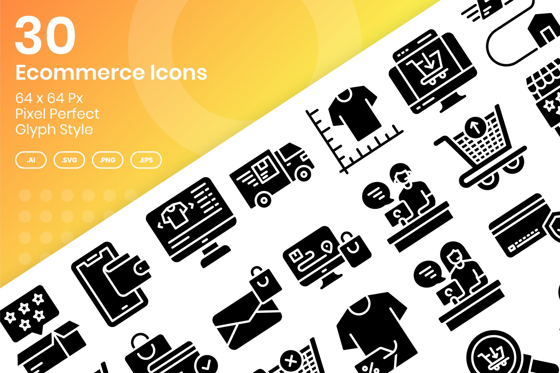 30 Ecommerce Icons Set - Glyph cover image.