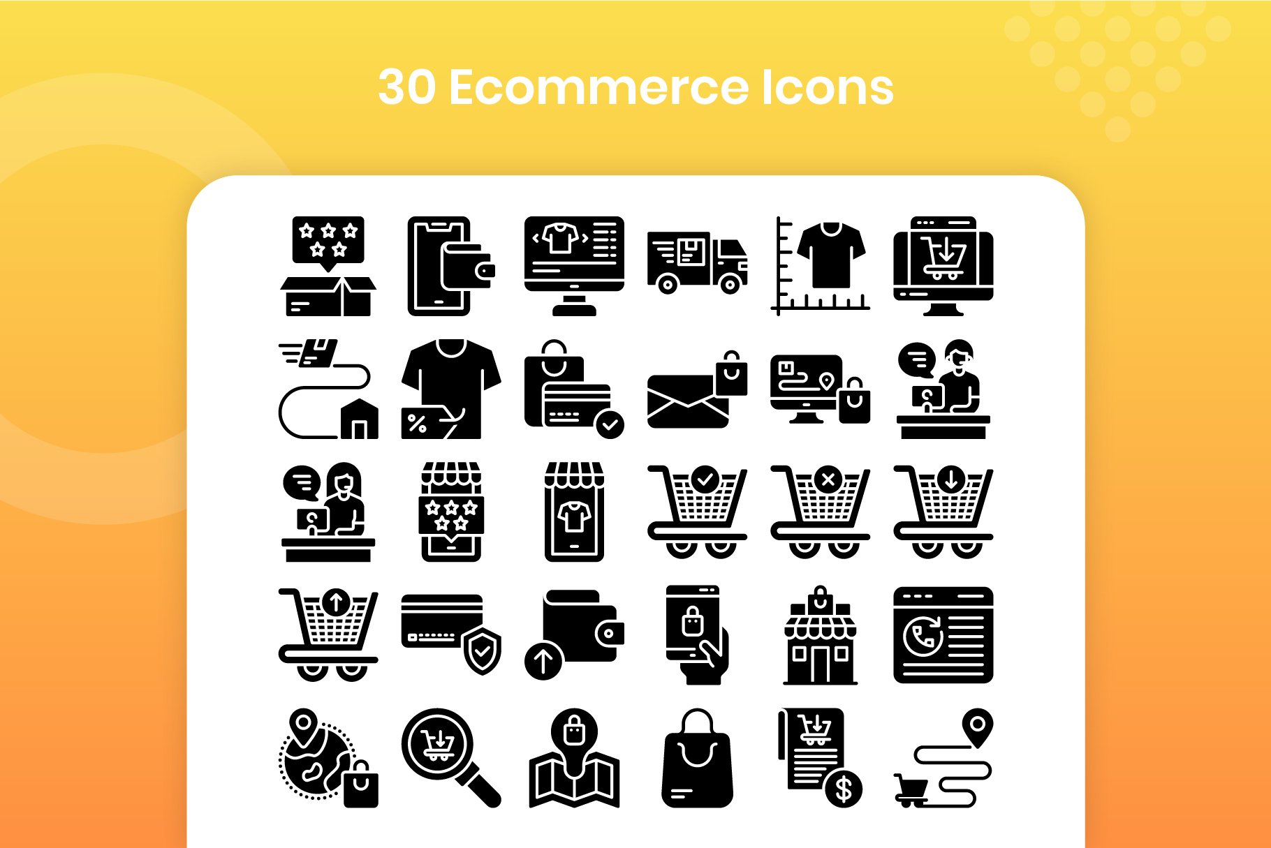 30 Ecommerce Icons Set - Glyph preview image.