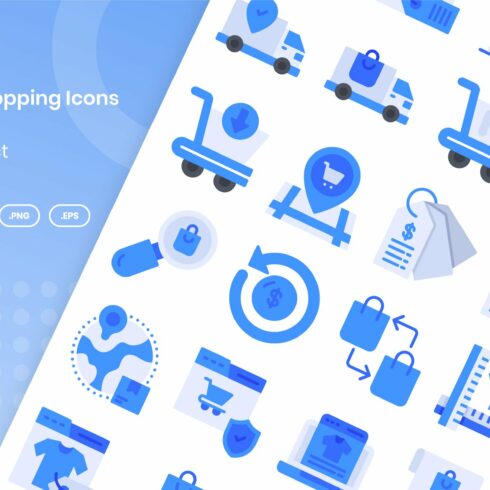 30 Online Shopping Icons Set - Flat cover image.