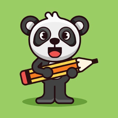 Cute Panda Mascot Holding Pencil cover image.