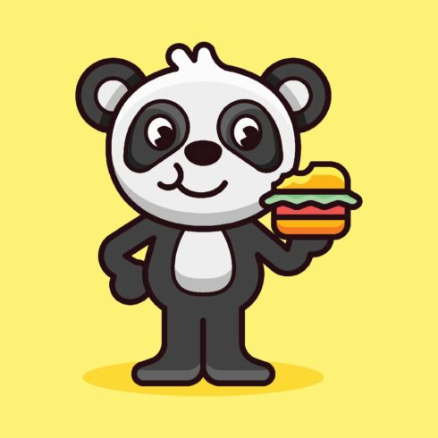 Cute Panda Mascot Eating Burger cover image.