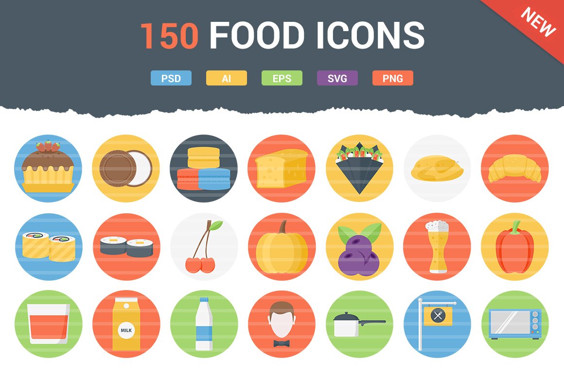 150 Funky Food Icons cover image.